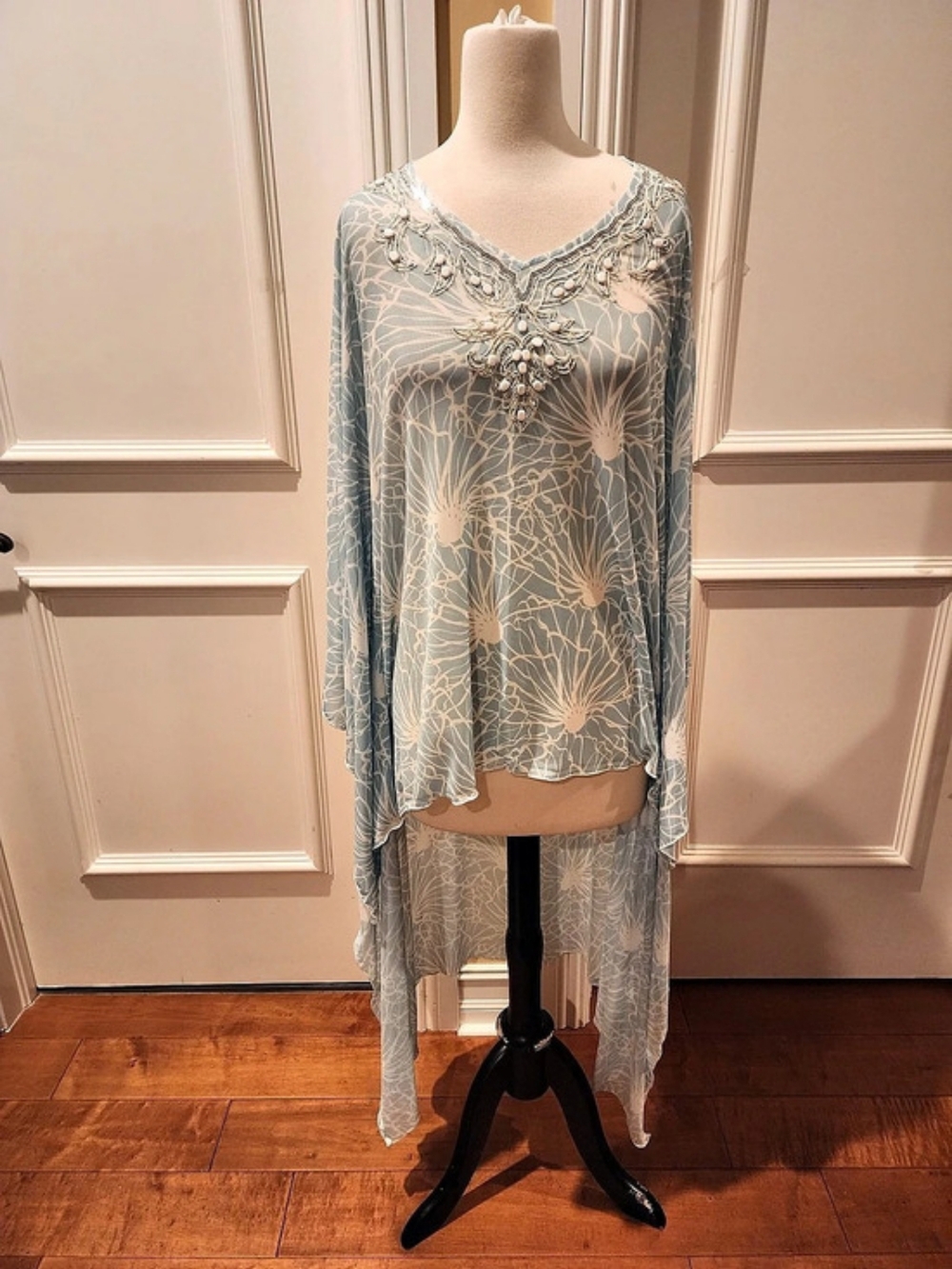 Midnight Velvet Floral Maxi Dress Blue & White Missy